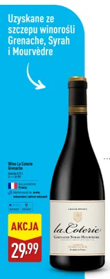 Wino czerwone La Coterie Grenache promocja w Aldi