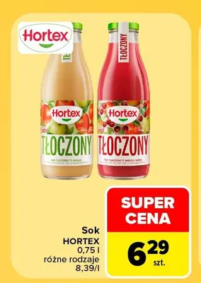 Sok tłoczony z jabłek Hortex promocja w Carrefour
