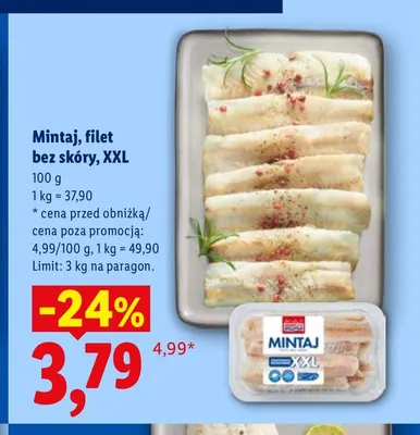 Mintaj filet bez skóry XXL promocja w Lidl