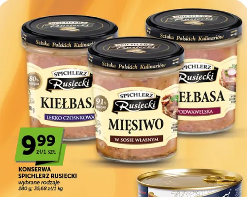 Konserwa Spichlerz Rusiecki mięsiwo w sosie własnym promocja w Euro Sklep