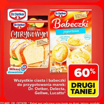 Ciasta i babeczki do przygotowania marek: Dr. Oetker, Delecta, Gellwe, Lucatto promocja w Carrefour