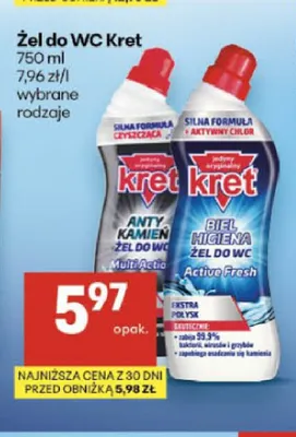 Żel do WC Kret promocja w Delikatesy Centrum
