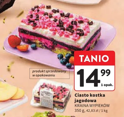 Ciasto kostka jagodowa Kraina Wypieków promocja w Intermarche