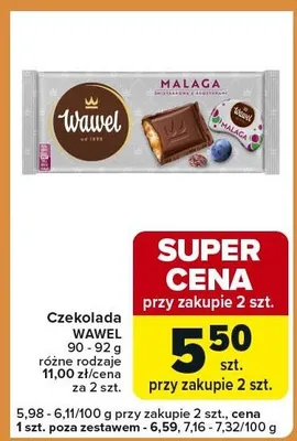 Czekolada Malaga różne rodzaje promocja w Carrefour Express