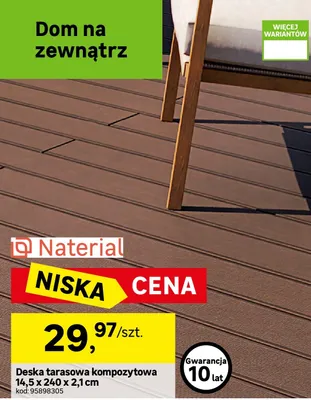 Deska tarasowa kompozytowa 14,5x240x2,1cm promocja w Leroy Merlin