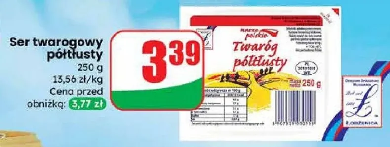 Ser twarogowy półtłusty promocja w Dino