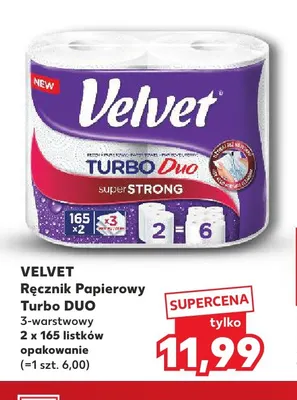 Ręcznik papierowy Turbo Duo 3-warstwowy 2-pak Velvet promocja w Kaufland