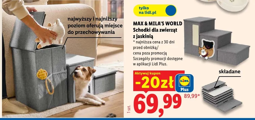 Schodki dla zwierząt z jaskinią Max & Mila's World promocja w Lidl