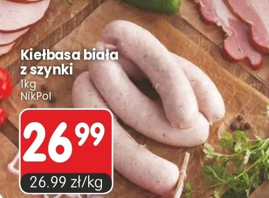 Kiełbasa biała z szynki NikPol promocja w Market Point