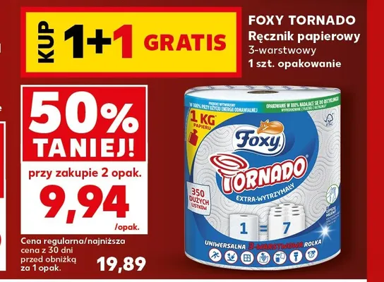 Ręcznik papierowy 3-warstwowy Foxy Tornado promocja w Kaufland