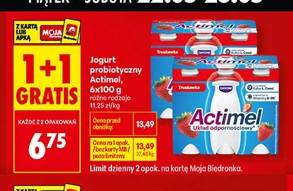Jogurt probiotyczny Actimel wieloowocowy 6-pak 100g promocja w Biedronka