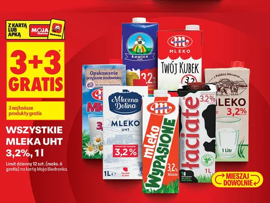 Mleko UHT z Polskiej Mleczarni 3,2% promocja w Biedronka