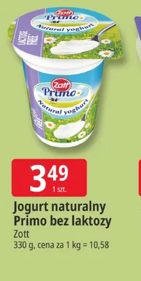Jogurt naturalny Primo bez laktozy Zott promocja w Leclerc