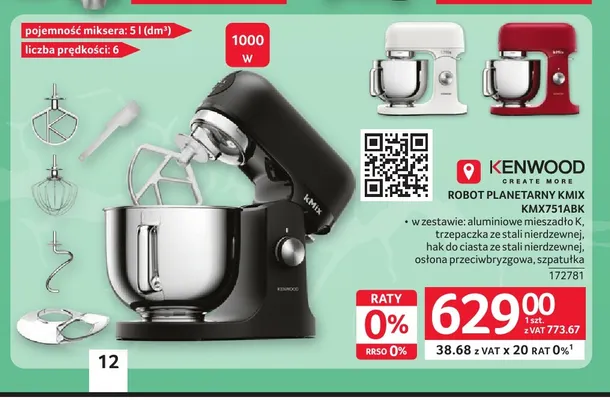Robot planetarny kMix KMX751ABK Kenwood promocja w Selgros