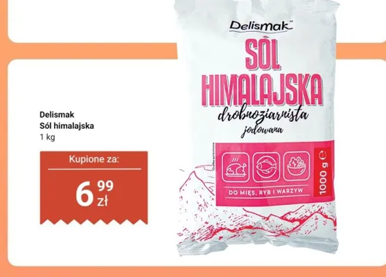 Sól himalajska drobnoziarnista jodowana Delismak promocja w Dino