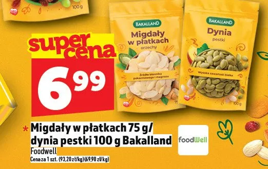 Migdały w płatkach 75g / dynia pestki 100g promocja w TOPAZ