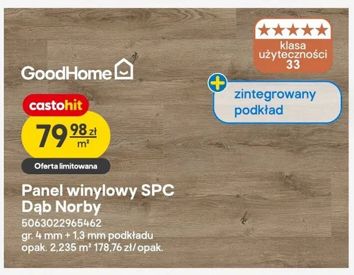 Panel winylowy SPC GoodHome Dąb Norby gr. 4mm + 1,3mm podkładu promocja w Castorama