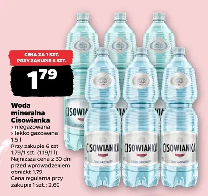 Woda mineralna niegazowana Cisowianka promocja w Netto