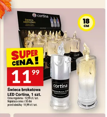 Świeca brokatowa LED Cortina promocja w Twój Market