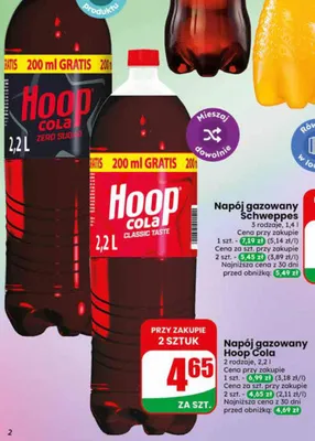 Napój gazowany hoop cola classic taste promocja w Dino