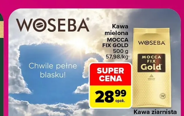 Kawa mielona Woseba Mocca Fix Gold promocja w Carrefour