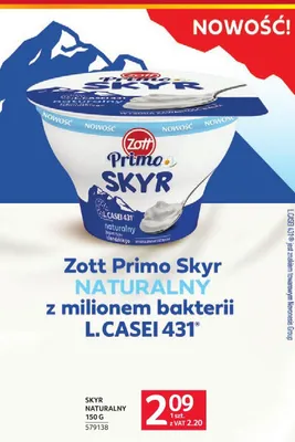 Skyr naturalny Zott Primo Skyr promocja w Selgros