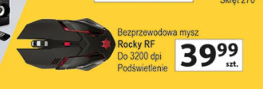 Bezprzewodowa mysz Rocky RF do 3200 dpi podświetlenie promocja w Auchan