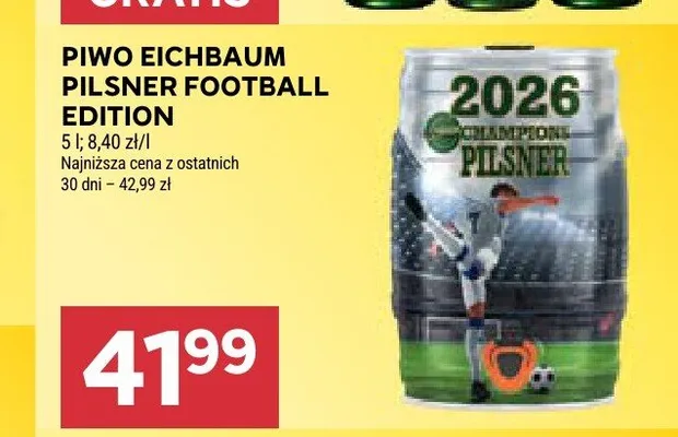 Piwo Eichbaum Pilsner Football Edition promocja w Stokrotka