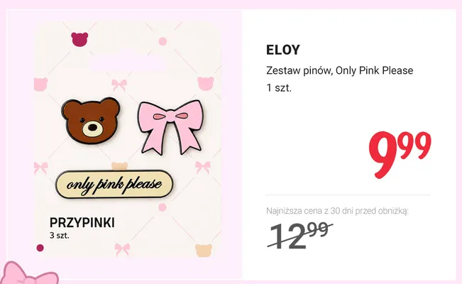 Zestaw pinów ELOY Only Pink Please promocja w Rossmann