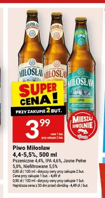 Piwo Miłosław 4,4-5,5% Niefiltrowane 5,5% 500ml promocja w Twój Market