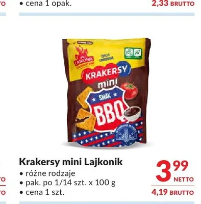 Krakersy mini Lajkonik promocja w Makro