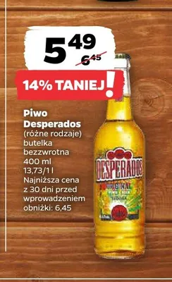 Piwo Desperados Original promocja w Netto