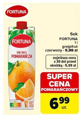 Sok 100% pomarańcza promocja w Carrefour Market