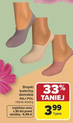 Stopki baleriny damskie różne wzory 1 para promocja w Carrefour