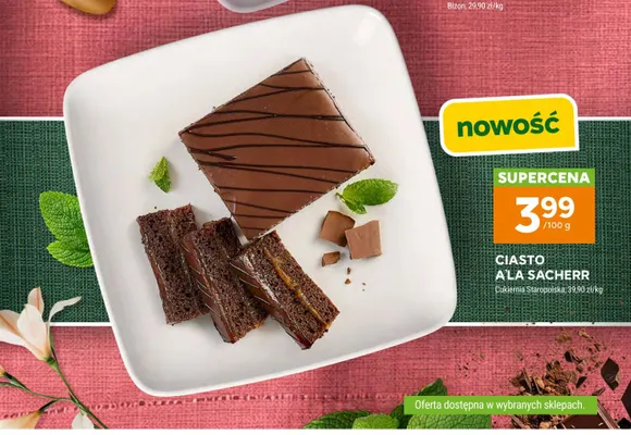 Ciasto a'la Sacherr Cukiernia Staropolska promocja w Stokrotka