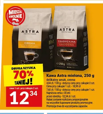 Kawa mielona Astra Tradycyjna Łagodna promocja w Twój Market