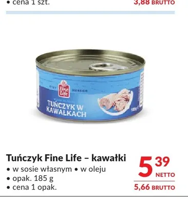 Tuńczyk Fine Life kawałki w oleju promocja w Makro