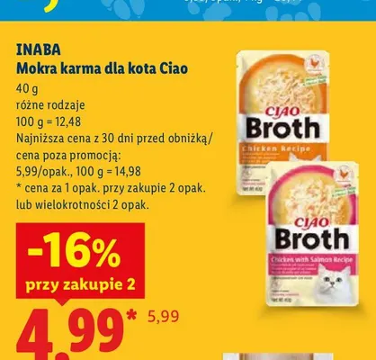 Mokra karma dla kota Ciao Inaba promocja w Lidl