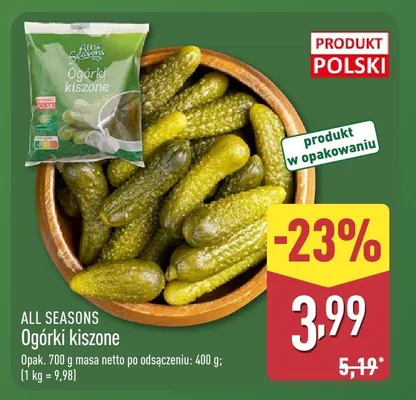 Ogórki kiszone promocja w Aldi