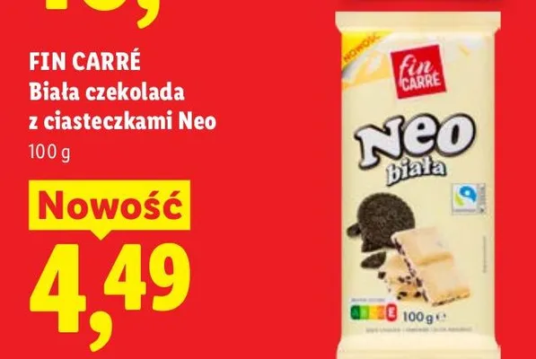 Biała czekolada z ciasteczkami Neo promocja w Lidl