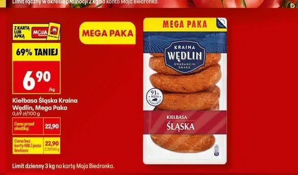 Kiełbasa Śląska Kraina Wędlin Mega Paka promocja w Biedronka