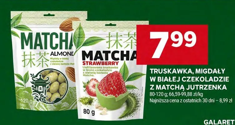 Truskawka, migdały w białej czekoladzie z matcha jutrzenka promocja w Stokrotka