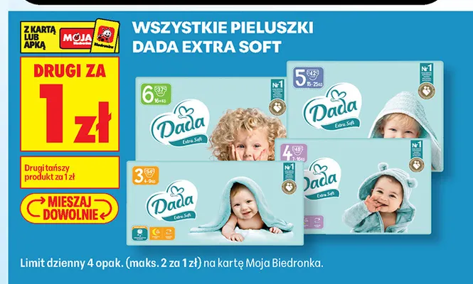 Pieluszki Dada Extra Soft promocja w Biedronka