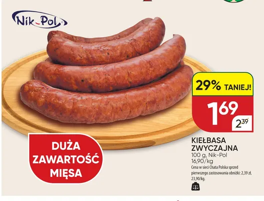 Kiełbasa zwyczajna Nik-Pol promocja w Chata Polska