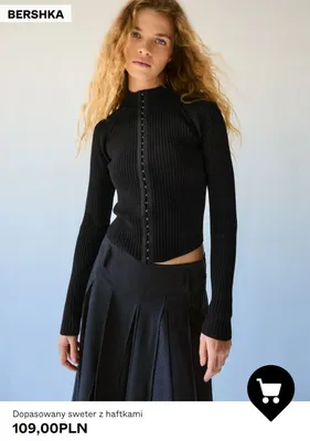 Dopasowany sweter z haftkami Bershka promocja w Bershka