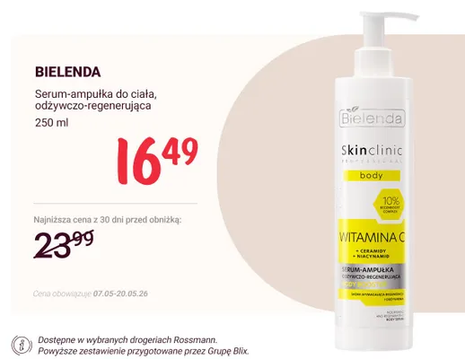 Serum-ampułka do ciała odżywczo-regenerująca Bielenda Skin Clinic Professional Witamina C promocja w Rossmann