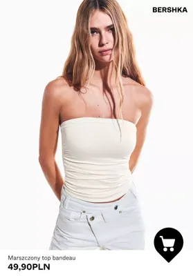 Marszczony top bandeau Bershka promocja w Bershka