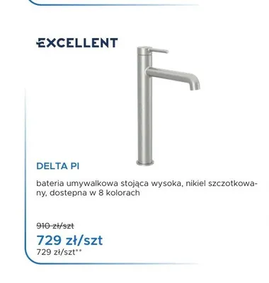Bateria umywalkowa stojąca wysoka Excellent Delta Pi nikiel szczotkowana promocja w Blu Salony Łazienek