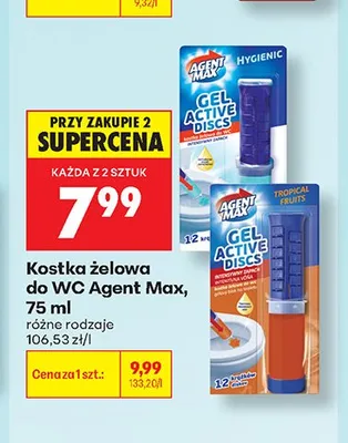 Kostka żelowa do WC Agent Max Hygiene promocja w Biedronka