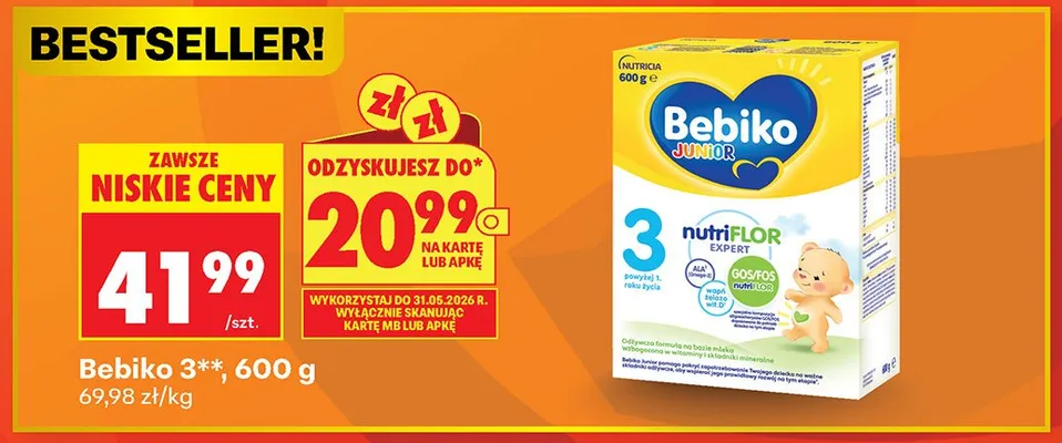Mleko modyfikowane Bebiko Junior 3 NutriFlor Expert promocja w Biedronka
